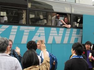 学生交換事業バス乗車